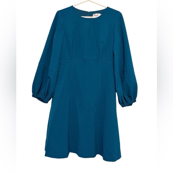 Eliza J Elegant Teal Dress with Balloon Sleeves - Picture 5 of 8